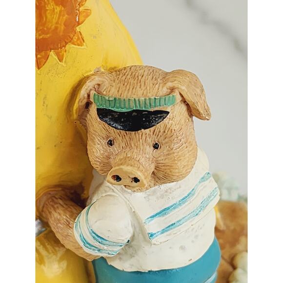 Windsurfing Pig Piglet Piggy Figurine Sail Beach 5" x 4 1/2" Year 90s Home Decor - Picture 10 of 14